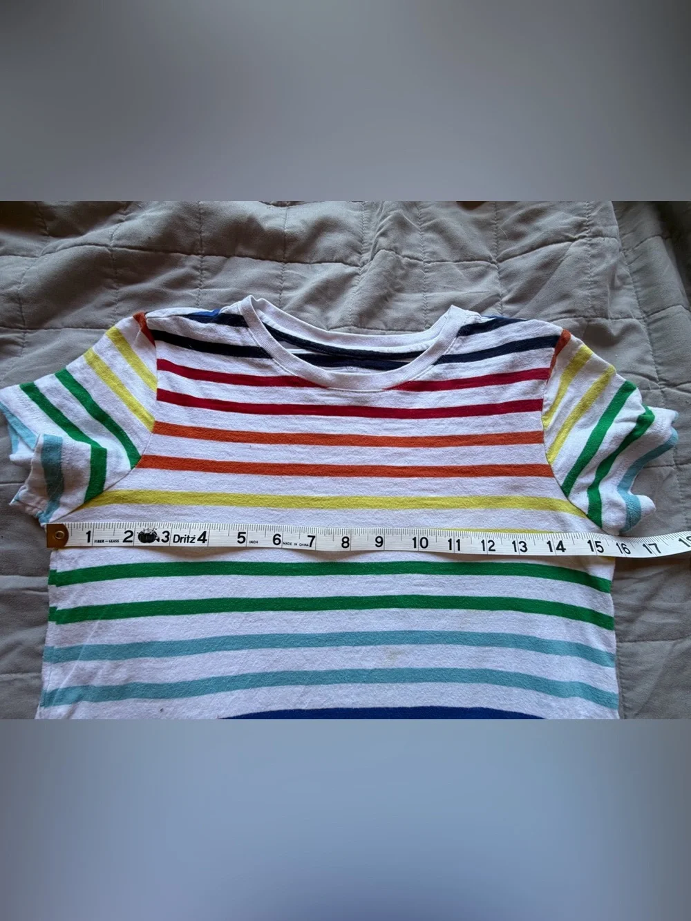 FLAWED DISCOUNT Primary Rainbow Stripe T-Shirt Dress Kid's Size 7-8 Jersey Girl - Picture 9 of 9